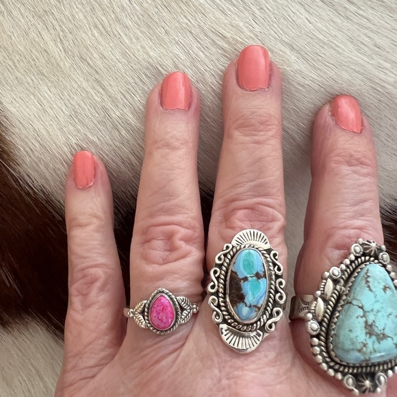 ❤️ Hot Pink Aurora Opal Teardrop Shape Southwestern Artisan Ring  Size 8.75 - Picture 14 of 14